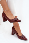 Block Heels With Decoration Burgundy Celira