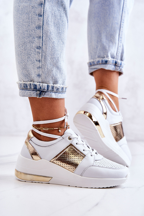 Women's Leather Sport Shoes On a Wedge White Larson