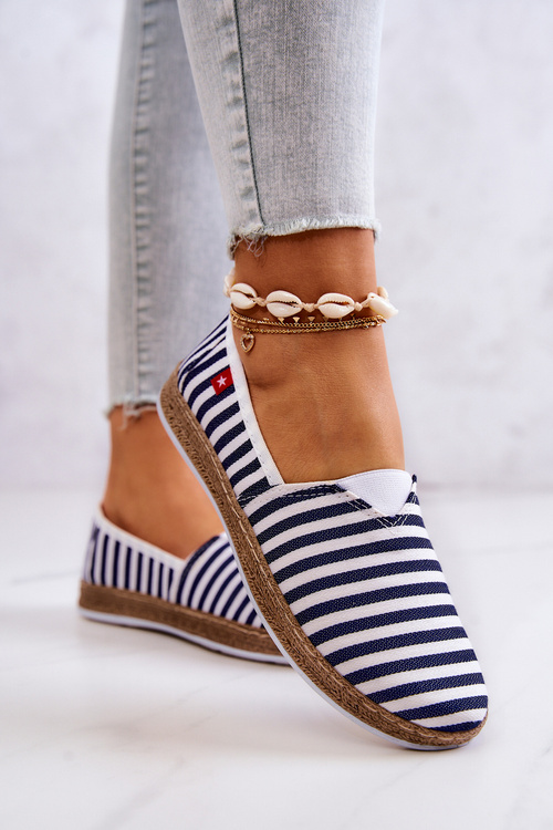 Espadryle Damskie W Paski Slip-on Granatowe Big Star FF276027