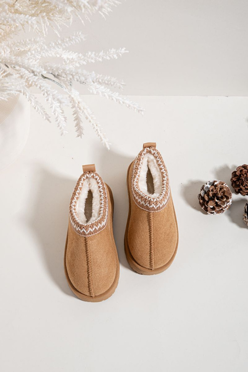 Children's Snow Boots With Embroidery Camel Prina