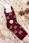 Women's Wool Socks In Snowflakes Maroon