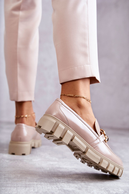 Lacquered Loafers On The Platform Beige Inger