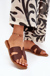 Women's Flat Sandals With Cutouts Dark Brown Salyra