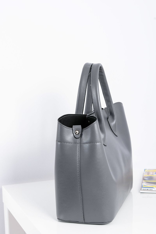 Women's Grey Shopper Handbag + Cosmetic Bag