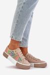 Women Sneakers Hearts Dark Beige Fonirea