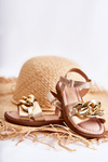 Children's Sandals With Velcro Gold Layra 