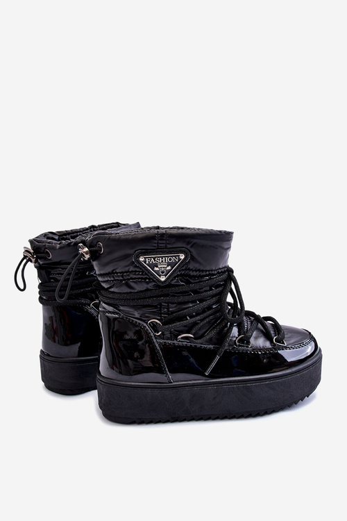 Warm Lace Up Snow Boots Black Colina