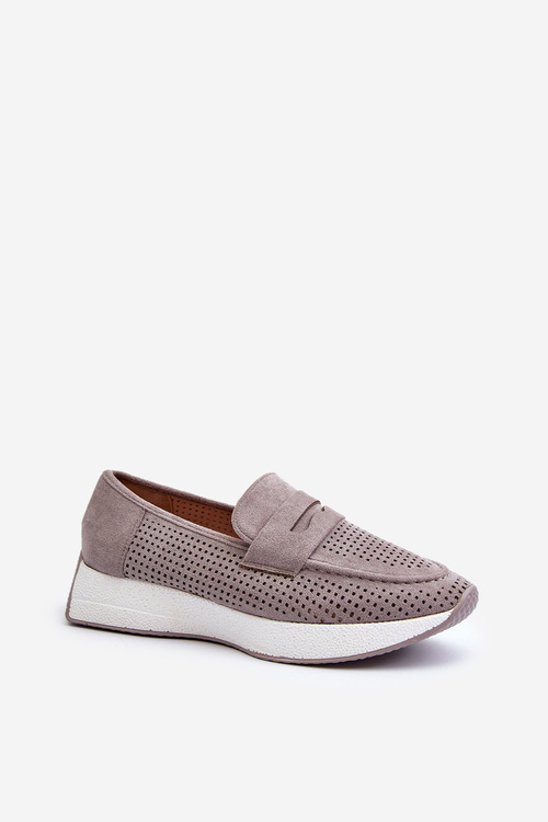 Women's Platform Loafers in Grey Eco-Suede Inesqua