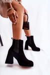 Suede Boots On Massive Heel Laura Messi 2519 Black