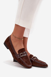 Moccasins Loafers Womens With Decorative Element Chocolate Evelora