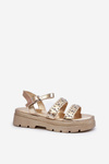 Women's Embellished Sandals Eco Leather Gold Arcida