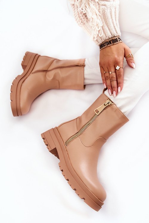 Women's Warm Boots With Zippers Nude Jette