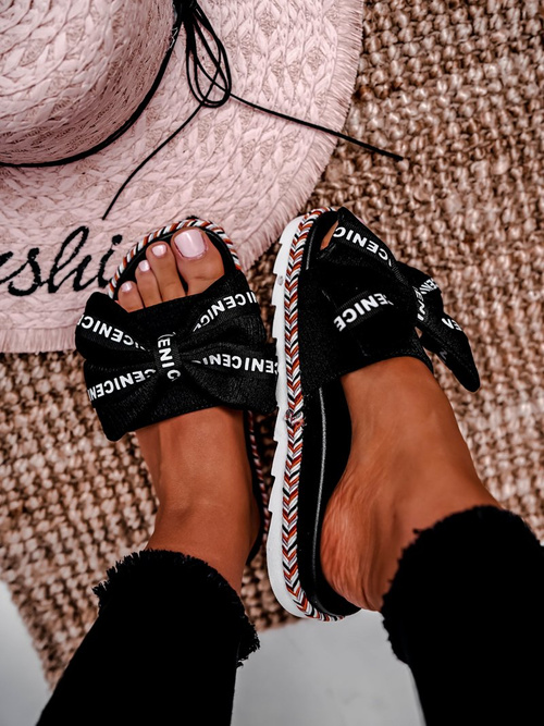 Women's Flip-Flops With Bowtie Black Tarela