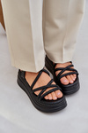 Sandals On Massive Platform With Intertwining Straps Black Lanathea