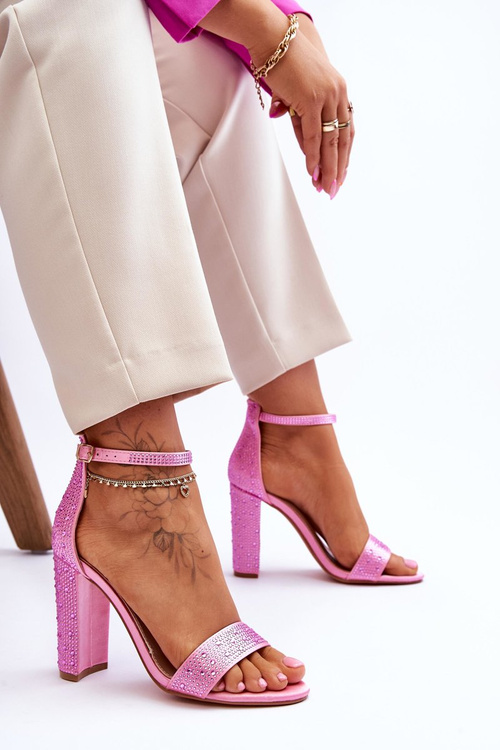 Women's High Heel Sandals With Zircons Pink Idealistic
