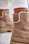 Suede Warm Lace Up Boots Beige Elisabeth