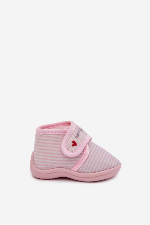 Kids slippers with velcro stripes light pink Lavelle