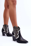 Women's Snake Cowboy Boots Black and White Leara