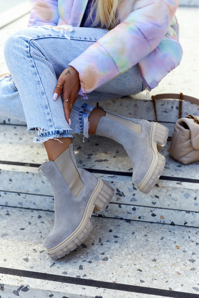Suede Women's Boots Light Gray Kennel