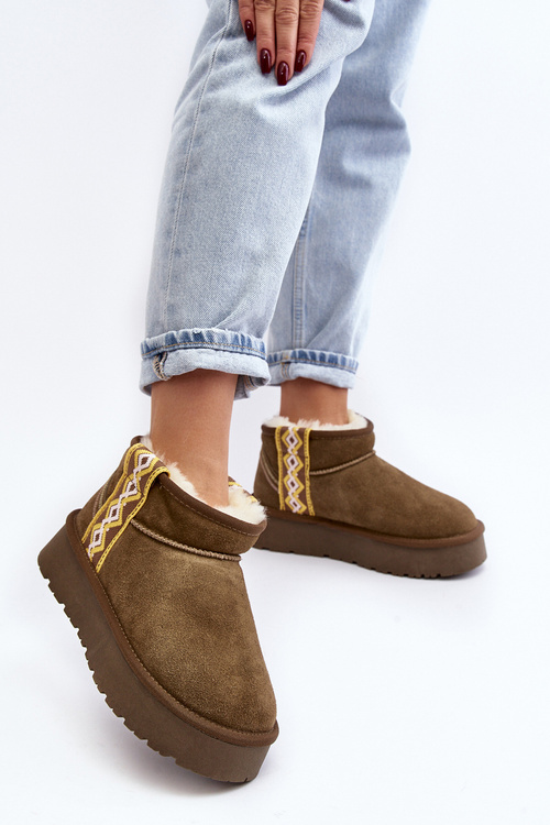 Leather Suede Snow Boots Women Green Vebissat