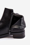 Women's Leather Flat Boots Black Vasica