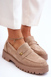 Suede Moccasins with Decoration Beige Esperta