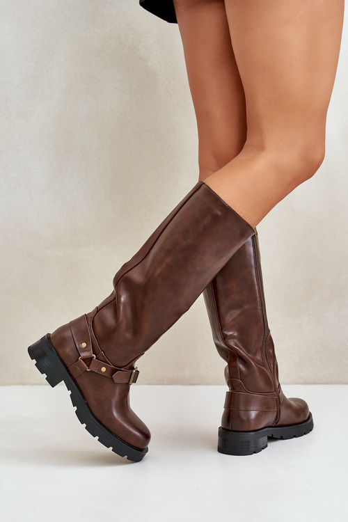 Warm Women’s Boots with Zipper Eco Leather Brown Tialethe