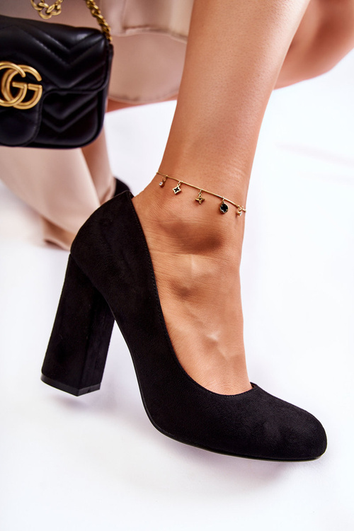 Classic Suede Pumps On Heel Black Reiser