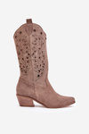 Suede Boots With Perforated Shaft Brown Zazoo 3609
