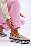 Women's Openwork Leather Sneakers Slip-On Beige Sorito