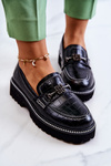 Leather Shoes Snake With Ornament Black Adison