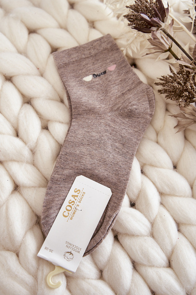 Women's Plain Cotton Cosas Socks Beige Melange