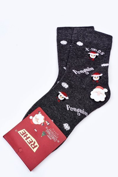 Christmas Cotton Socks PENGUIN Grey