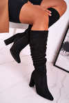 Women's High Boots On Heel Black Cromes