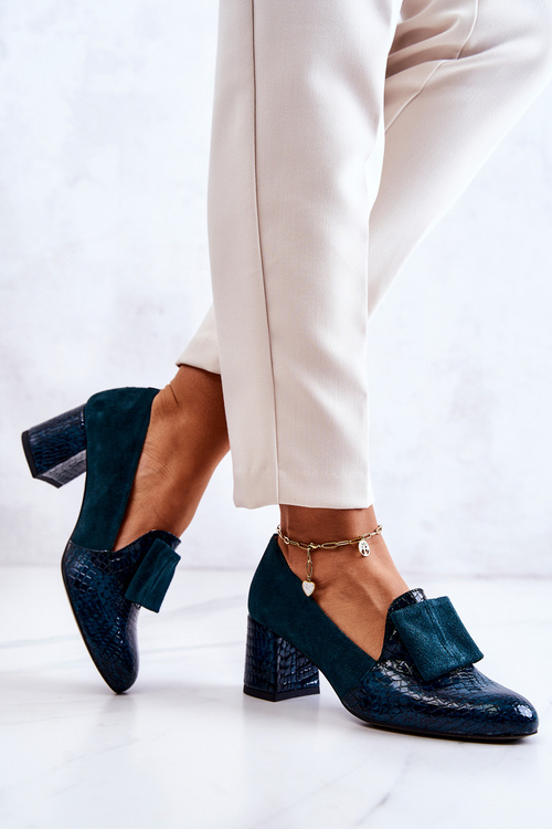 Suede Snakeskin Pumps Green Diana