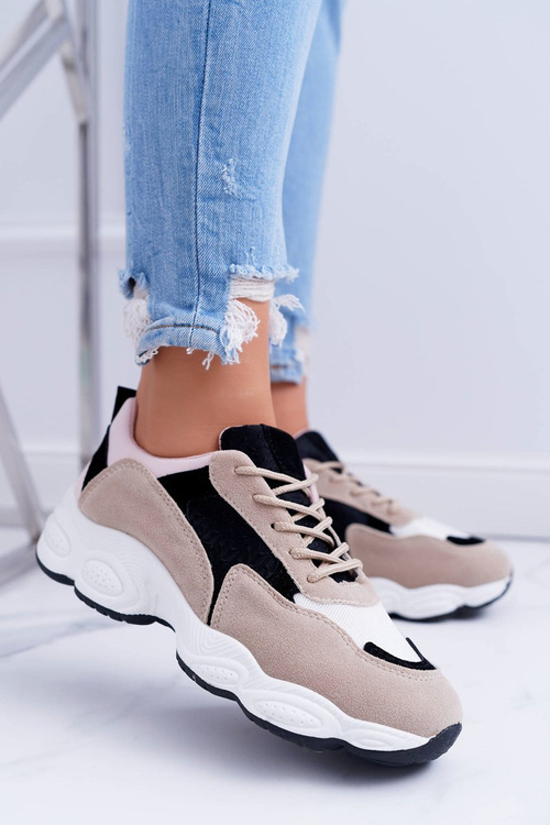 Sporty Women's Suede Shoes Beige Lollipop