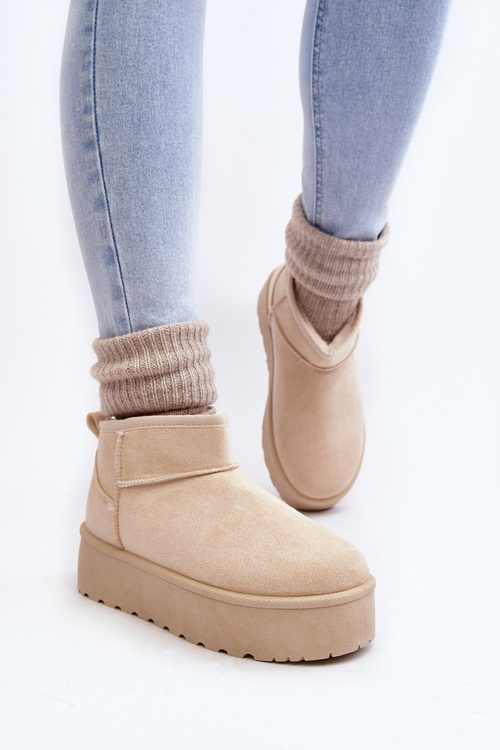 Women's Suede Snow Boots on Platform Light Beige Corcoran