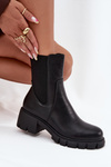 Women's Block Heeled Eco Leather Boots Black Kyra