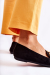 Women's Suede Loafers With Decoration Black Reality