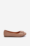 Ballerinas With Strap And Ornament Eco Leather Dark Beige Cadwenla