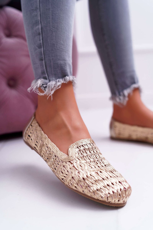Lu Boo Women's Braided Ballerinas Gold 4Ever