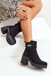 Women's Heeled Boots Eco Suede Insulated Zip Black Laonora