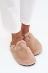Furry Women's Platform Slides with Strap and Buckle Beige Noraline