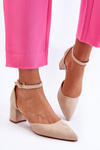 Suede Heel Pumps Beige Promise