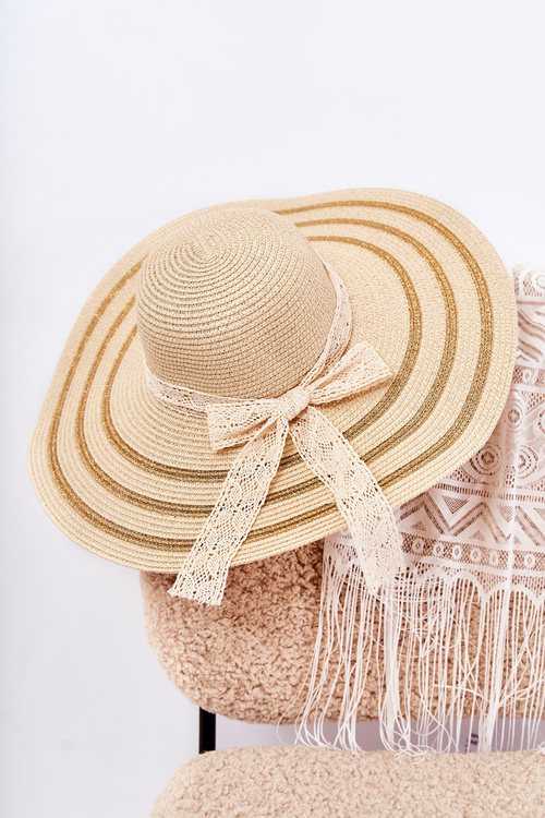 Women's Hat With Bow Beige Fibi