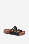 Women's Flip Flops On Cork Platform With Buckles Black Vesina