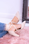 Women's Stiletto Strappy Tiered Beige Demmi pumps
