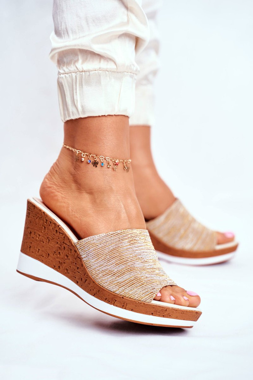 Women’s Slides On Wedge Sergio Leone Beige SK320