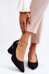 Classic Suede High Heel Pumps With Embellishments Black Derren 
