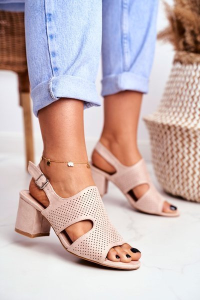 Women’s Sandals On Post Openwork Beige Valery